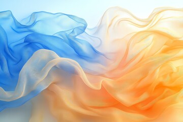 Poster - Beautiful flowing fabric in blue and orange tones creates a harmonious visual experience