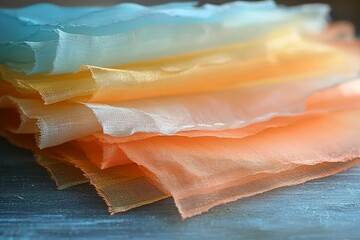Poster - Brightly colored textile fabrics layered together showcase vibrant hues and textures for various craft projects