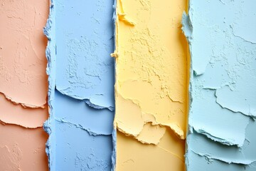 Aufkleber - Layers of peeling paint in soft pastel colors create an interesting texture and visual contrast in a modern interior space