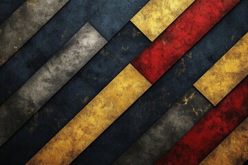 Aufkleber - Striking textured patterns with colors of gold, red, and black arranged diagonally across a dark background