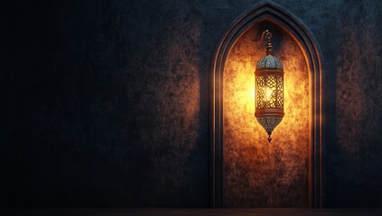 Poster - Illuminated Lantern Niche Ramadan Festive Background