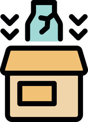 Poster - Broken bottle falling on cardboard box, causing damage to its content, shipping and delivery problems