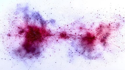 Fototapete - Abstract Network Connections Purple Red AI Art