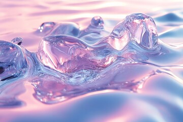 Aufkleber - Colorful water bubbles reflect light on a serene surface