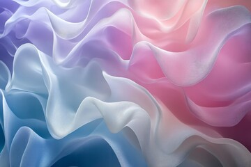 Leinwandbilder - Soft fabric waves blend pink, blue, and white shades, creating a serene visual composition for artistic decor