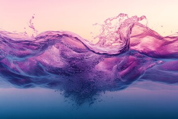 Poster - Waves crashing under a colorful sky create a vibrant display at sunset in a tranquil ocean setting