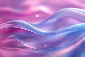 Poster - Colorful waves of translucent fabric in shades of purple and blue with sparkling details creating a dreamy ambiance