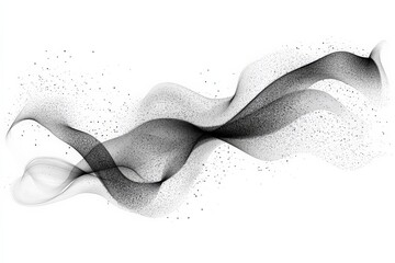 Fototapete - Abstract black and white wavy design with smooth curves and dotted patterns on a white background