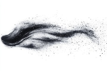 Poster - Abstract black and white illustration of flowing shapes and particles in a fluid motion
