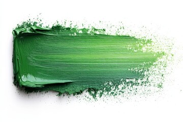 Aufkleber - Vivid green paint stroke with texture and depth showcasing a creative art medium