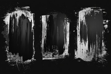 Aufkleber - Abstract black and white artwork with bold brush strokes and textured backgrounds in a modern style