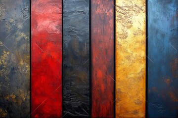 Poster - Abstract artwork featuring textured panels in bold colors contrasting against each other in a modern display