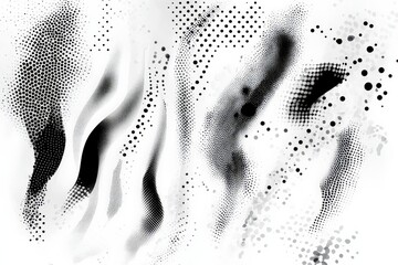 Fototapete - Abstract black and white design with organic shapes and dotted patterns in a flowing composition