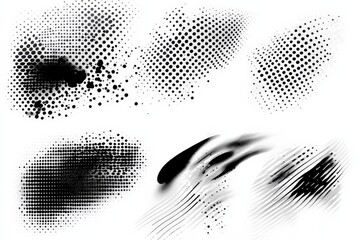 Poster - Abstract black and white texture designs showcasing various dot patterns and brush strokes