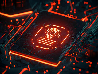Poster - Glowing CPU, circuit board, tech background, digital future