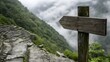 © Fozle - Blank Wooden Signpost Mountain Hiking Trail View