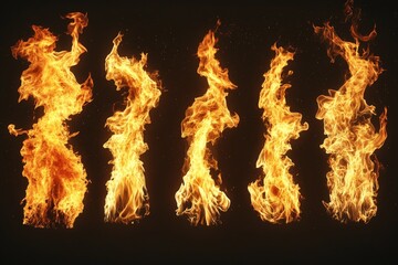 Poster - Flames rising in various shapes create a mesmerizing visual display in a dark setting