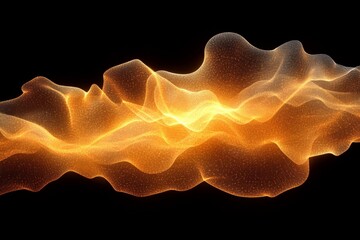 Fototapete - Bright glowing waves of orange and yellow light create a mesmerizing abstract design in a dark backdrop