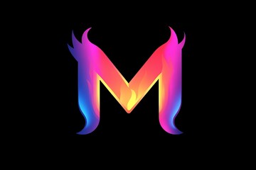 Aufkleber - Colorful abstract design featuring a stylized letter M on a black background
