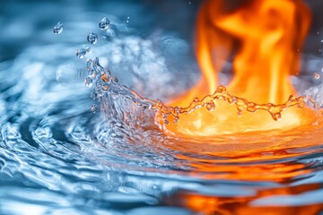Aufkleber - Elemental clash of fire and water creating dynamic splashes and vibrant colors in a striking display