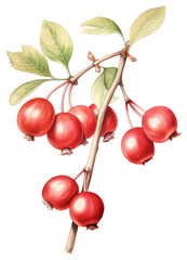 Wall Mural - PNG Cranberry branch fruit illustration botanical.