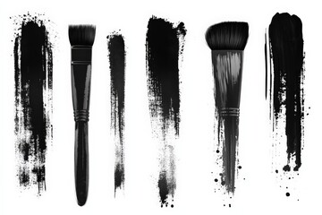 Poster - Tools displaying various brush strokes and techniques for art on a clean white background