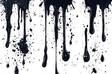 Poster - Black paint drips create an artistic pattern on a white background, highlighting the contrast often used in modern art and design