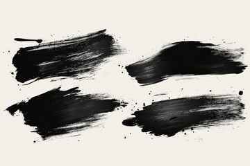 Aufkleber - Black brush strokes create dynamic artistic textures on a neutral background for creative inspiration or design purposes