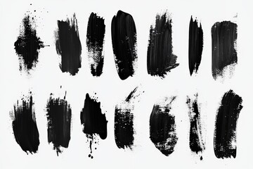 Aufkleber - Various black paint strokes arranged creatively on a light background for artistic expression and design inspiration