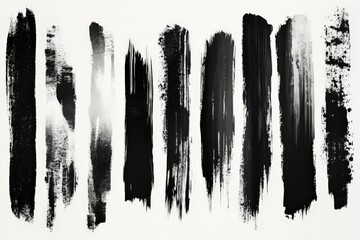 Poster - Striking black and white paint strokes create an abstract design with bold textures and varying widths