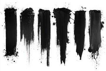 Aufkleber - Abstract black paint strokes create dynamic textures on a white background, showcasing artistic expression and creativity
