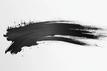 Poster - Bold black brushstroke on white canvas showcasing dynamic artistic expression and creativity