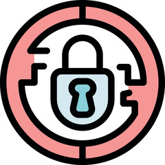 Poster - Padlock placed inside a pink circle with visible keyhole, representing online security and data protection