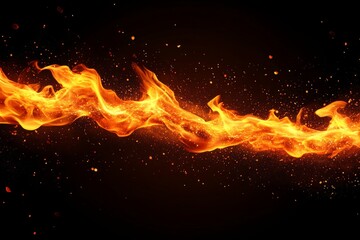 Aufkleber - Dancing flames create a mesmerizing display of fire swirling in dark space with sparkles and glowing embers