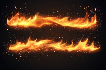 Poster - Bright and vivid flames dance in the dark with sparkling embers creating a mesmerizing visual display