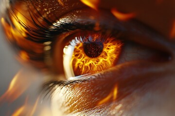 Poster - Eye with fiery patterns reflecting intense emotions and imagination during a creative moment