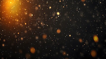 Wall Mural - Abstract Golden Bokeh Lights Background Glowing Particles Dark Space