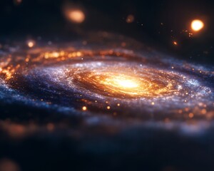 Poster - Cosmic Aesthetic Detailed Visualization of a Spiral Galaxy, Star Clusters for Scientific Research and Educational Outreach