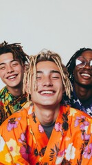 Aufkleber - Diverse Youthful E-Girl Aesthetic Vibrant Floral Outfits for Fashion Marketing and Cross-Cultural Digital Campaigns in Modern Apparel Industry