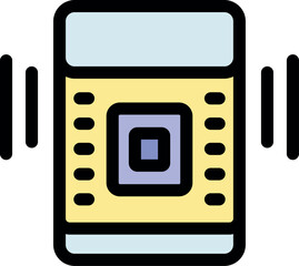 Poster - mobile phone vibrating and ringing, with sound waves coming out of it, indicating an incoming call o
