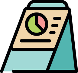 Poster - Desktop stand displaying pie chart and data, representing business analytics, reporting, and performance monitoring