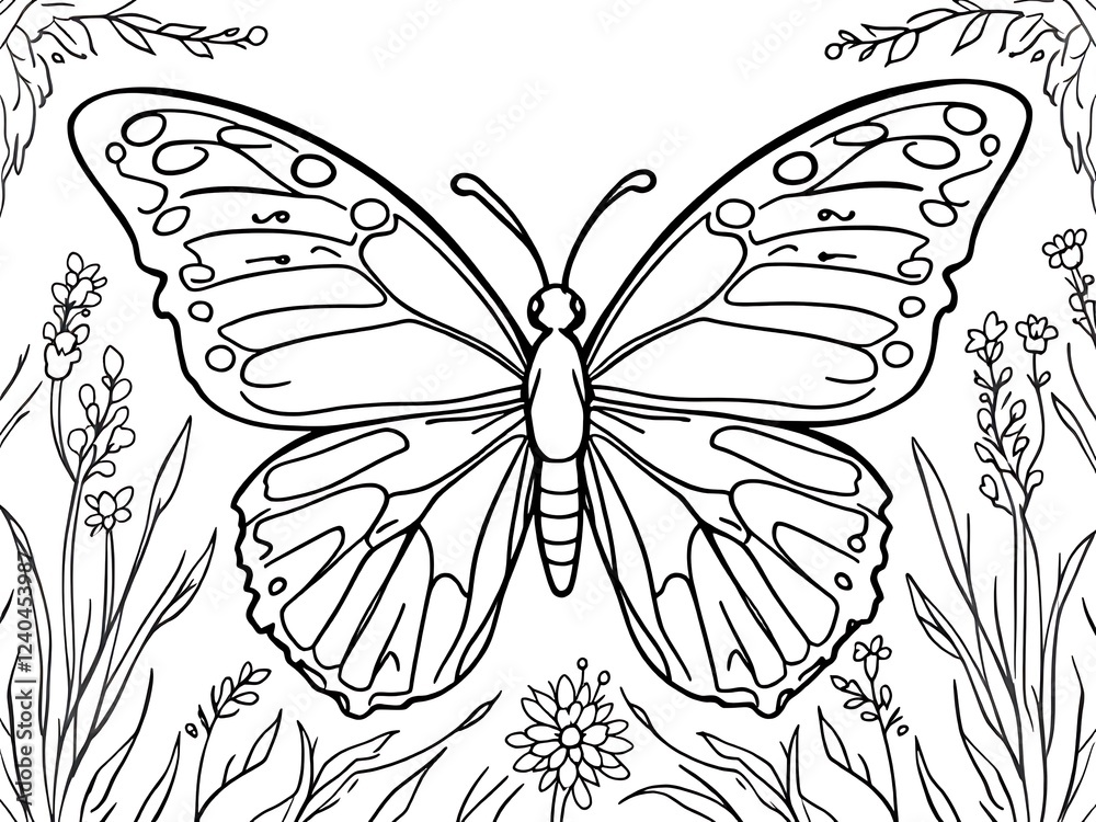 butterfly outline for coloring page Stock Illustration | Adobe Stock