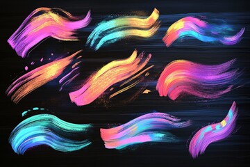 Fototapete - Vibrant abstract paint strokes in a colorful design showcasing artistic expression and creativity on a dark background