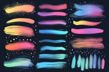 Aufkleber - Creative colorful brush strokes on a dark background showcasing artistic expression and abstract design