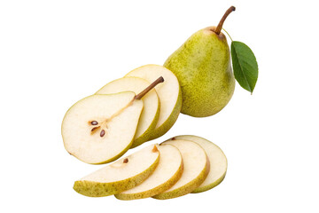 Wall Mural - Pear with slices isolated on transparent background