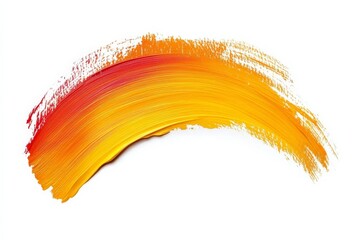 Fototapete - Vibrant orange and red paint stroke across white background showcases artistic expression and creativity in design