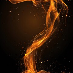 Wall Mural - Swirling golden smoke with glittering particles creating a mesmerizing visual effect in a dark space. Generative AI