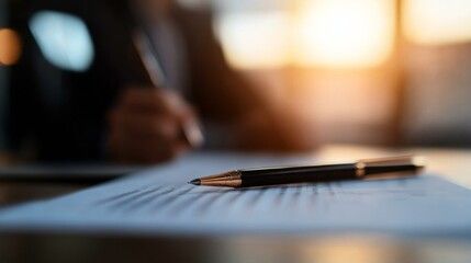 Aufkleber - Contemporary Business Consultation Executive Handwriting over Professional Documents - Modern Advisory Solutions for Strategic Insights in Corporate Environments