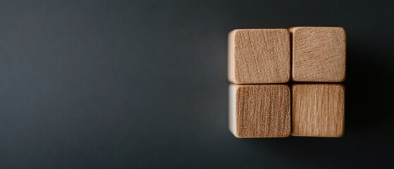 Poster - Modern Minimalist Wooden Block Arrangement on Sleek Surface - Inspirational Messaging for Business Strategy and Space Industry Marketing