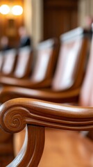 Aufkleber - Artisan Woodcraft Seats in Civic Chamber for Digital Governance Classic Upholstery and Carved Details - Enhancing Policy-Making Environments with Heritage Design